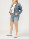 Notched Crop Jean Jacket Plus Size image number 2