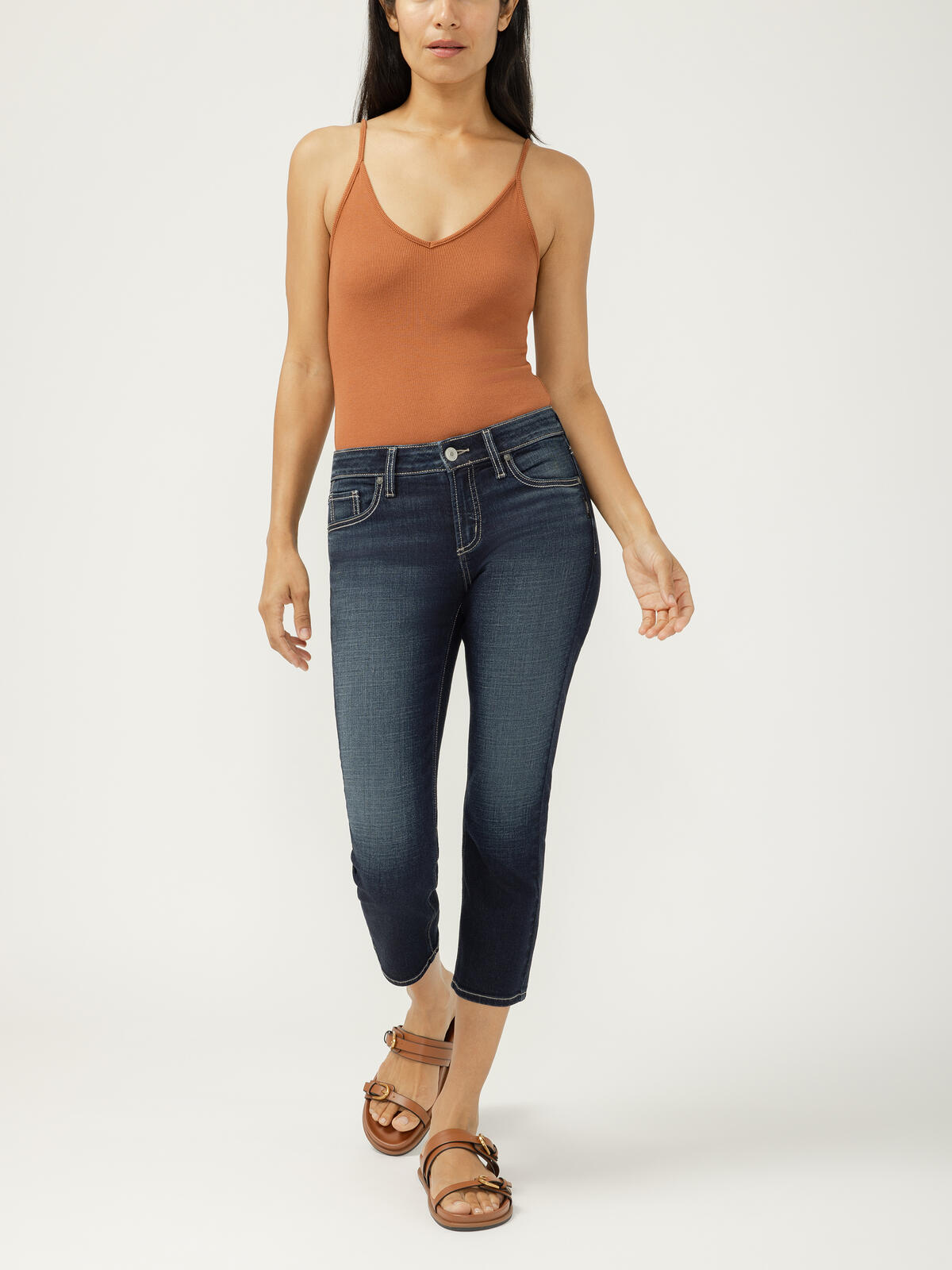 Elyse Mid Rise Luxe Stretch Capri image number 0