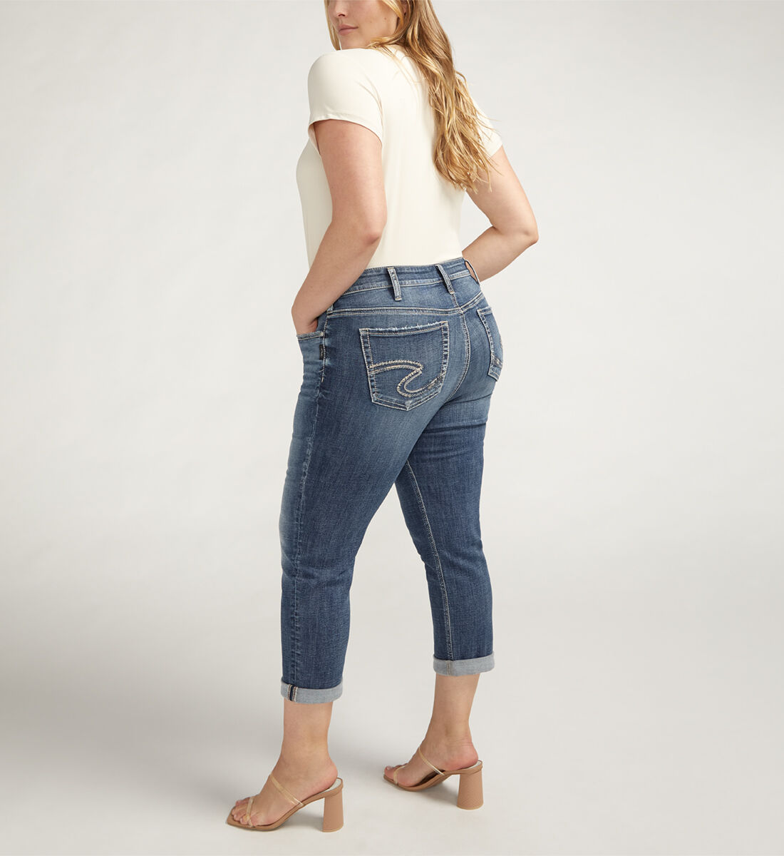 Plus size ripped capris sale