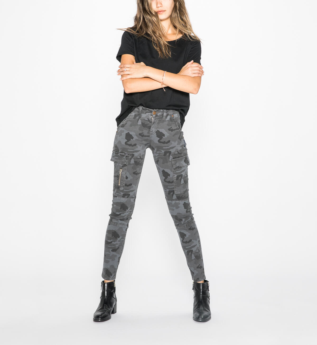 Skinny Cargo Color Wash, Charcoal Camo, hi-res image number 0