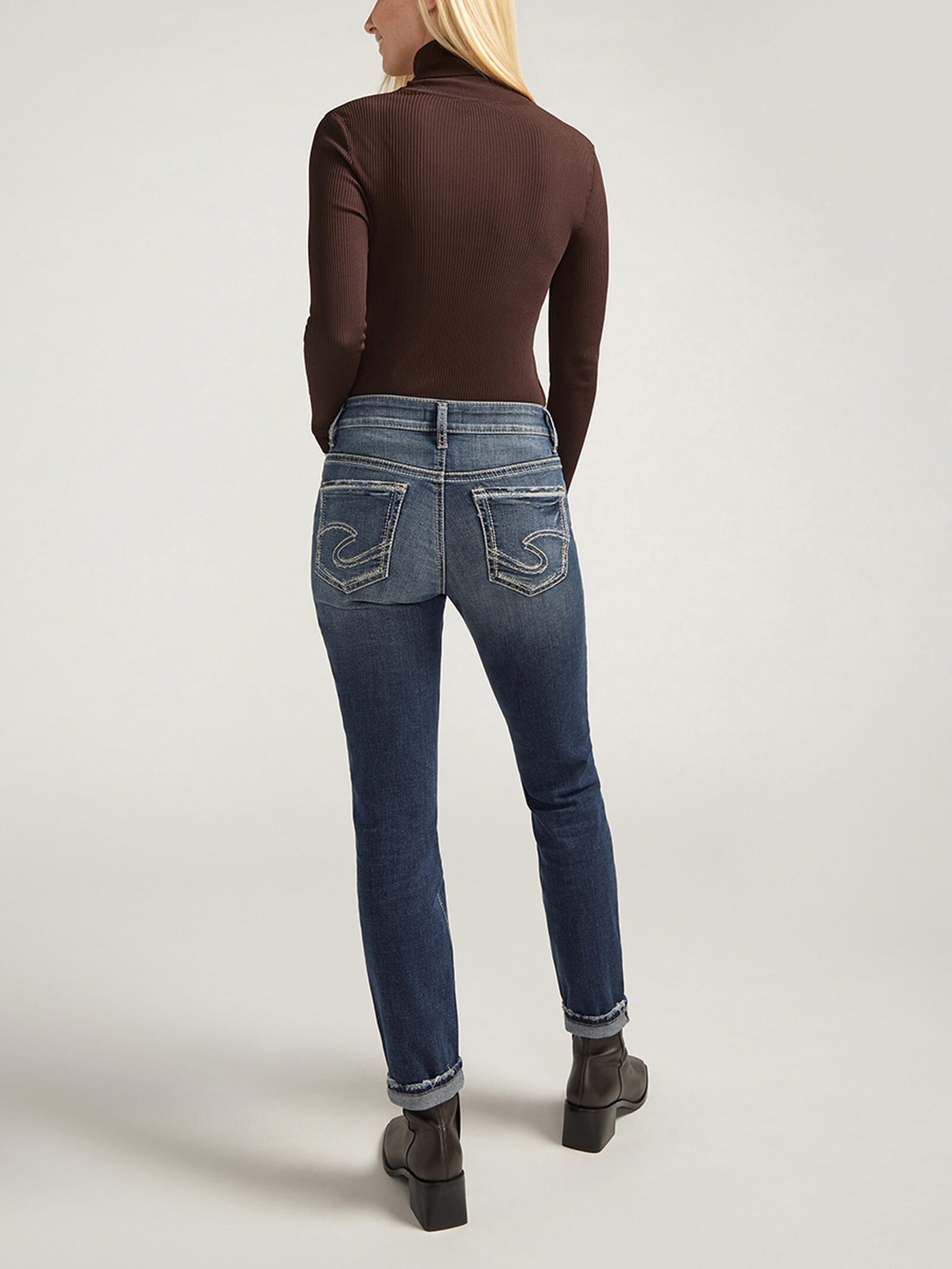 Silver Jeans Co. Jeans Boyfriend a vita media gamba slim L27101EAE217, Indaco, 26W / 29L