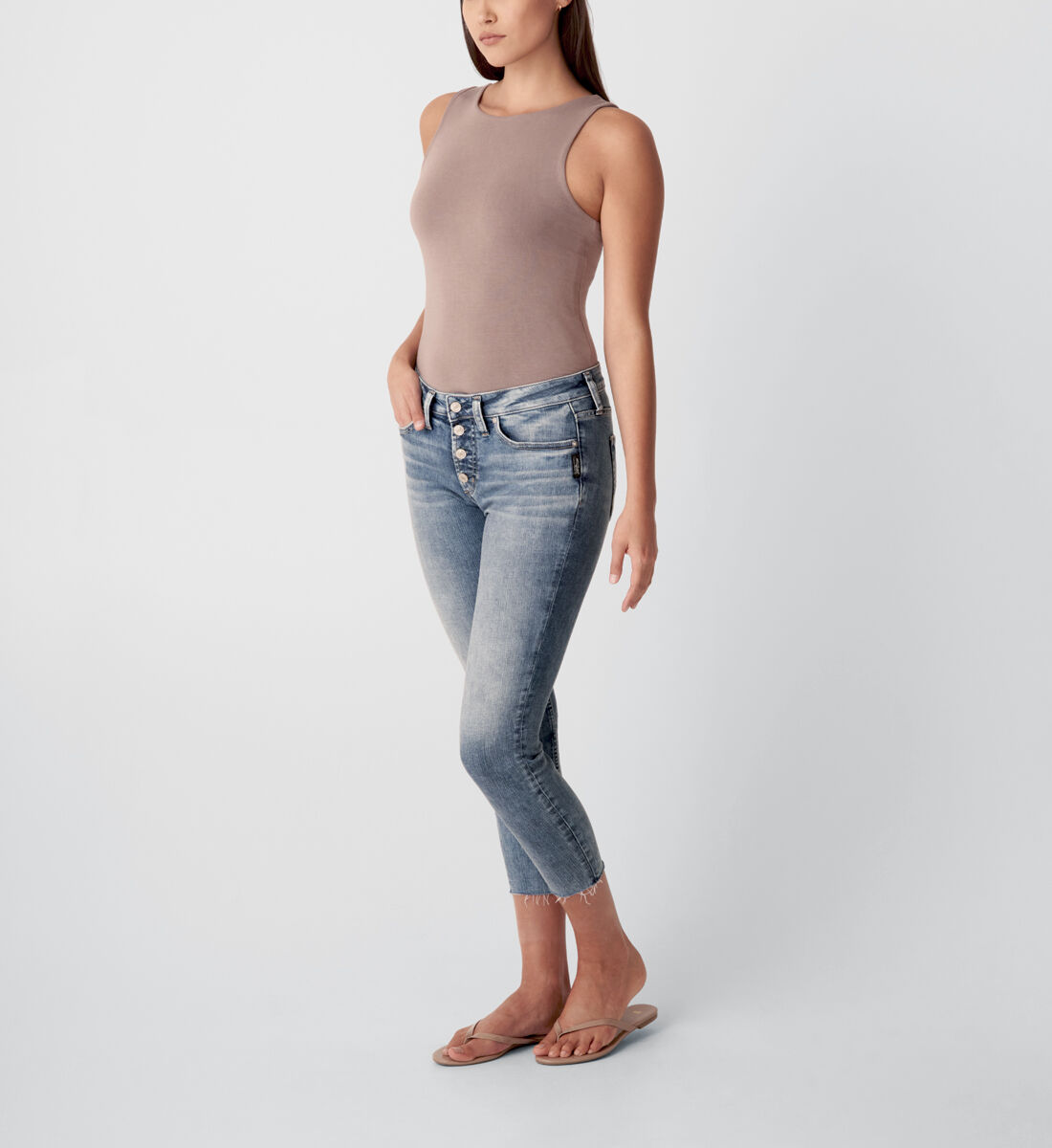 Buy Suki Mid Rise Skinny Crop Jeans for CAD 44.00 Silver Jeans