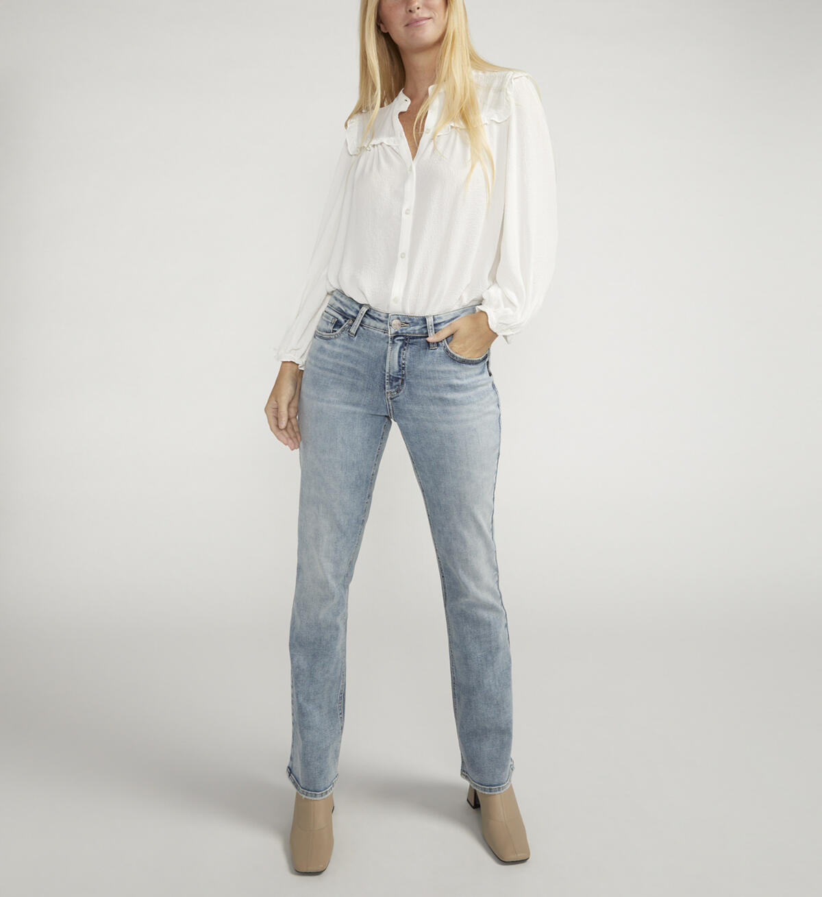 Elyse Mid Rise Slim Bootcut Jeans, , hi-res image number 0