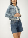 Notched Crop Jean Jacket image number 5
