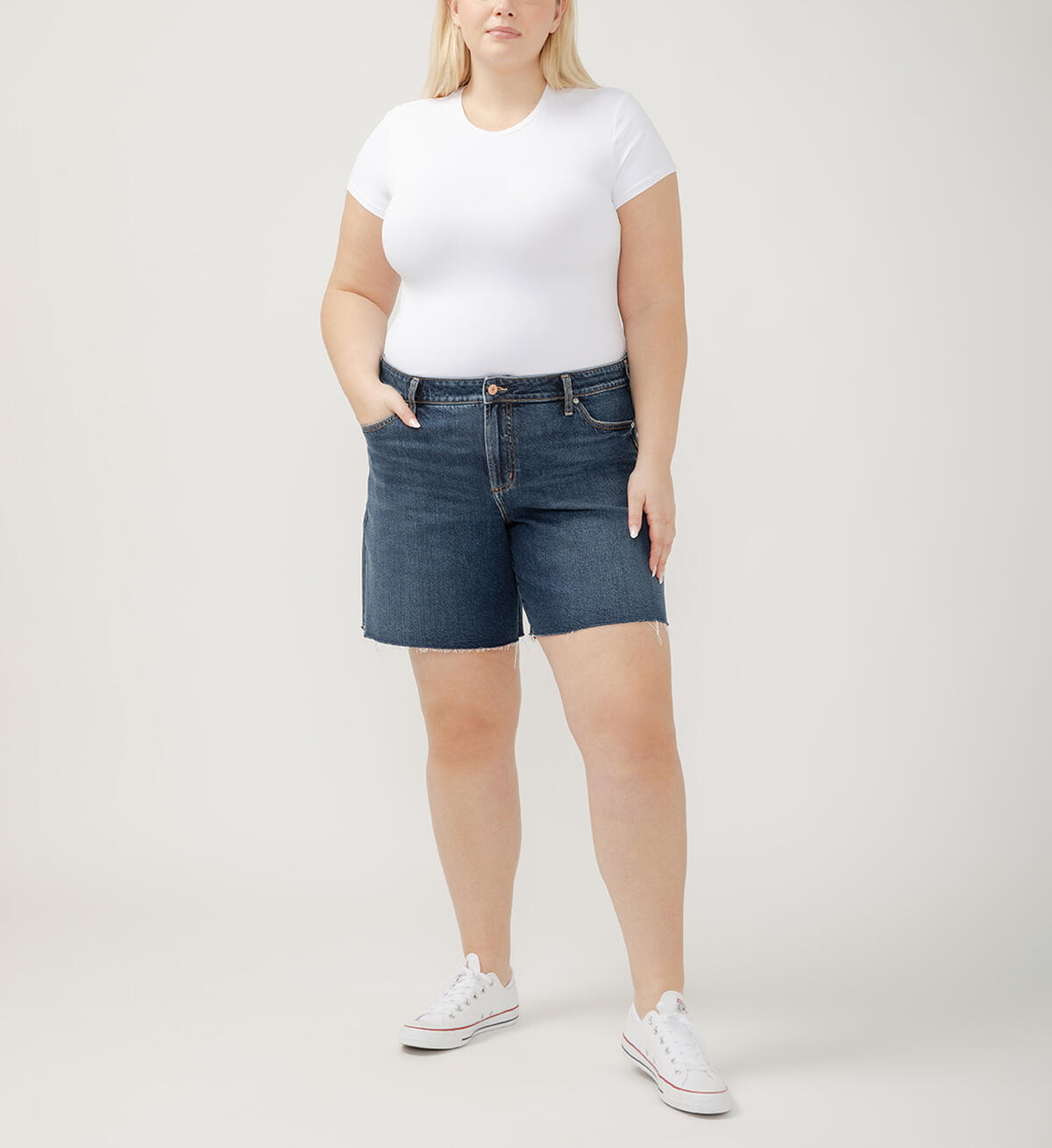 Suki Mid Rise Long Shorts Plus Size, , hi-res image number 0