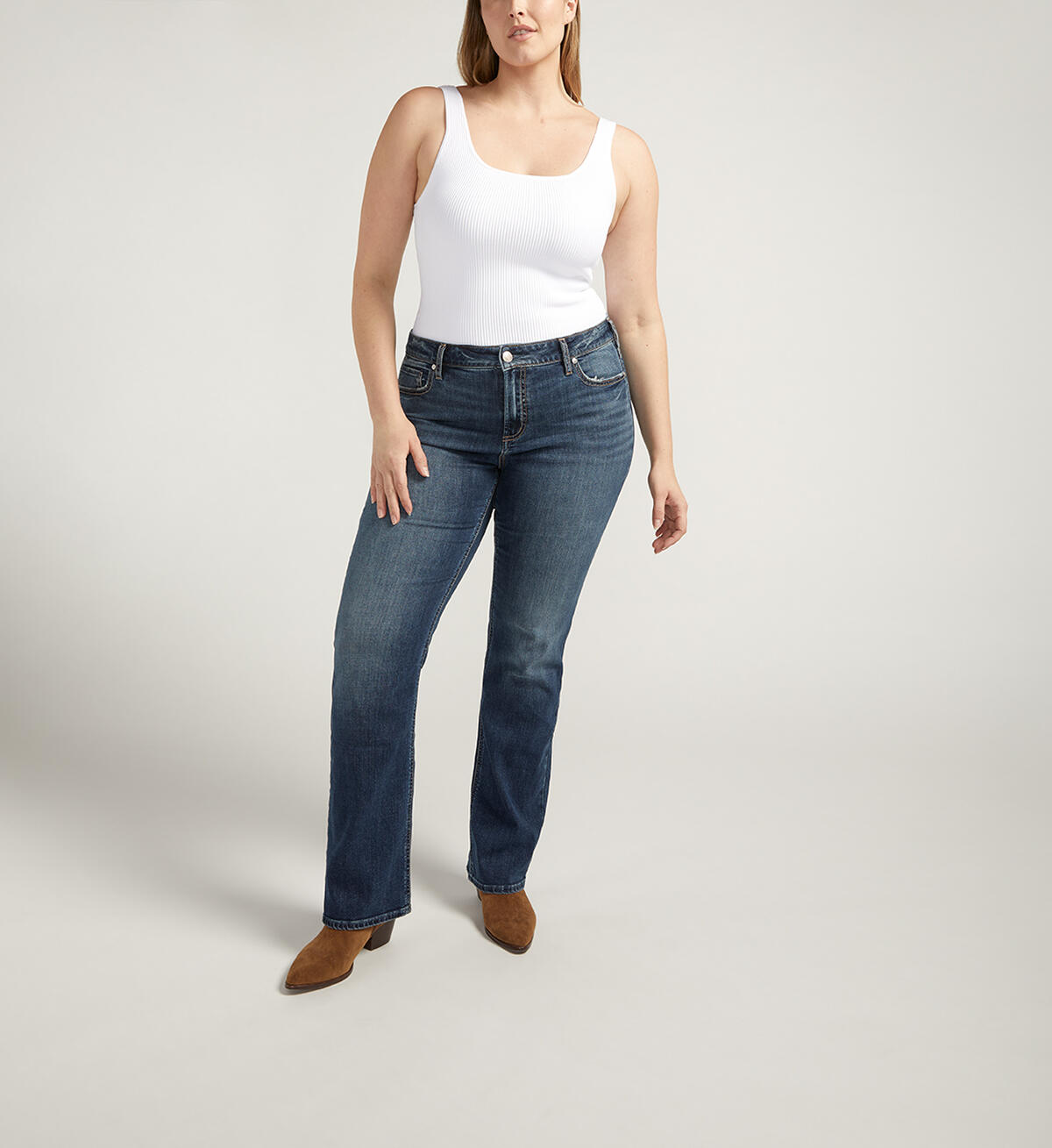 Elyse Mid Rise Slim Bootcut Jeans Plus Size, , hi-res image number 0