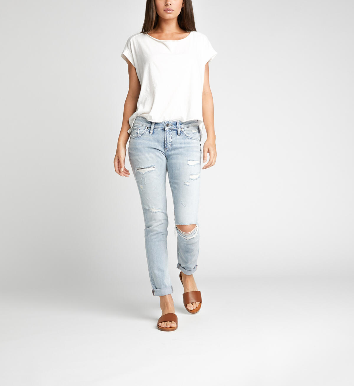 Boyfriend Mid Rise Slim Leg Jeans, , hi-res image number 3