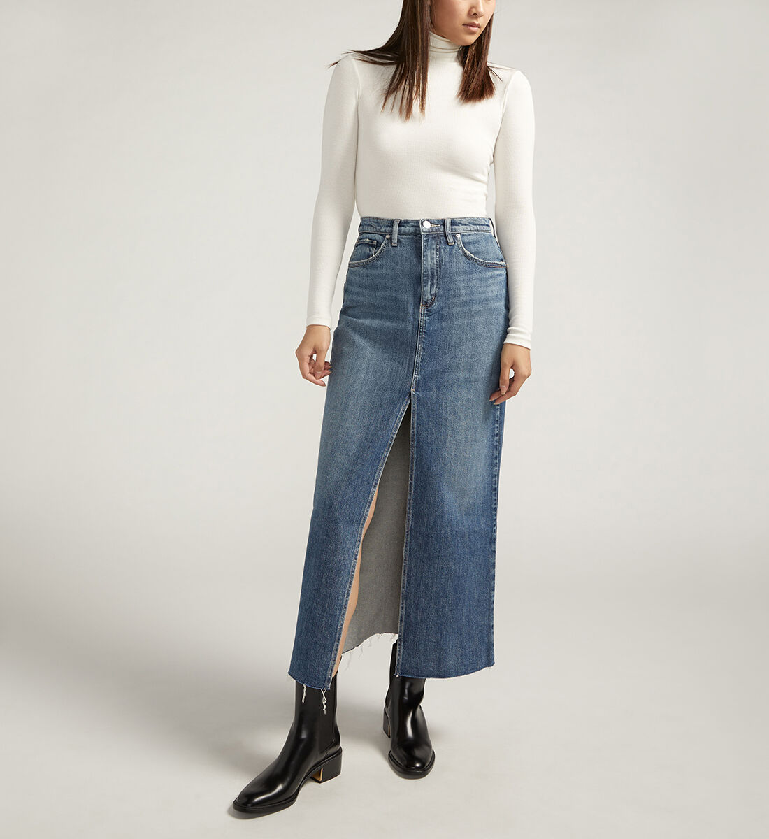 【HI FI FNK】Shadow Back Pocket Maxi Denim Denim Mid-Waist Pocket Wide Leg Jeans CJ415 - Acubi style