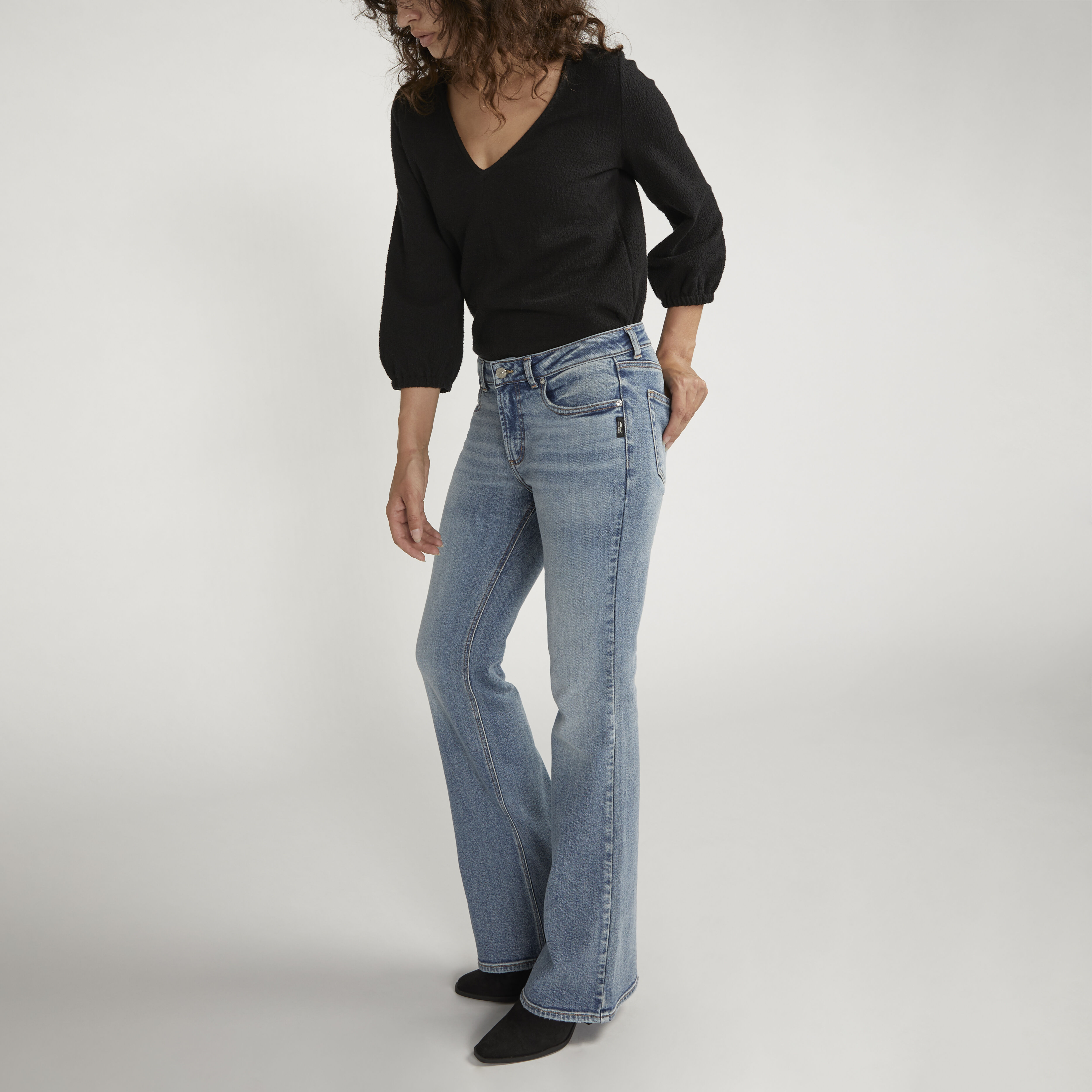 Low rise flare jeans discount
