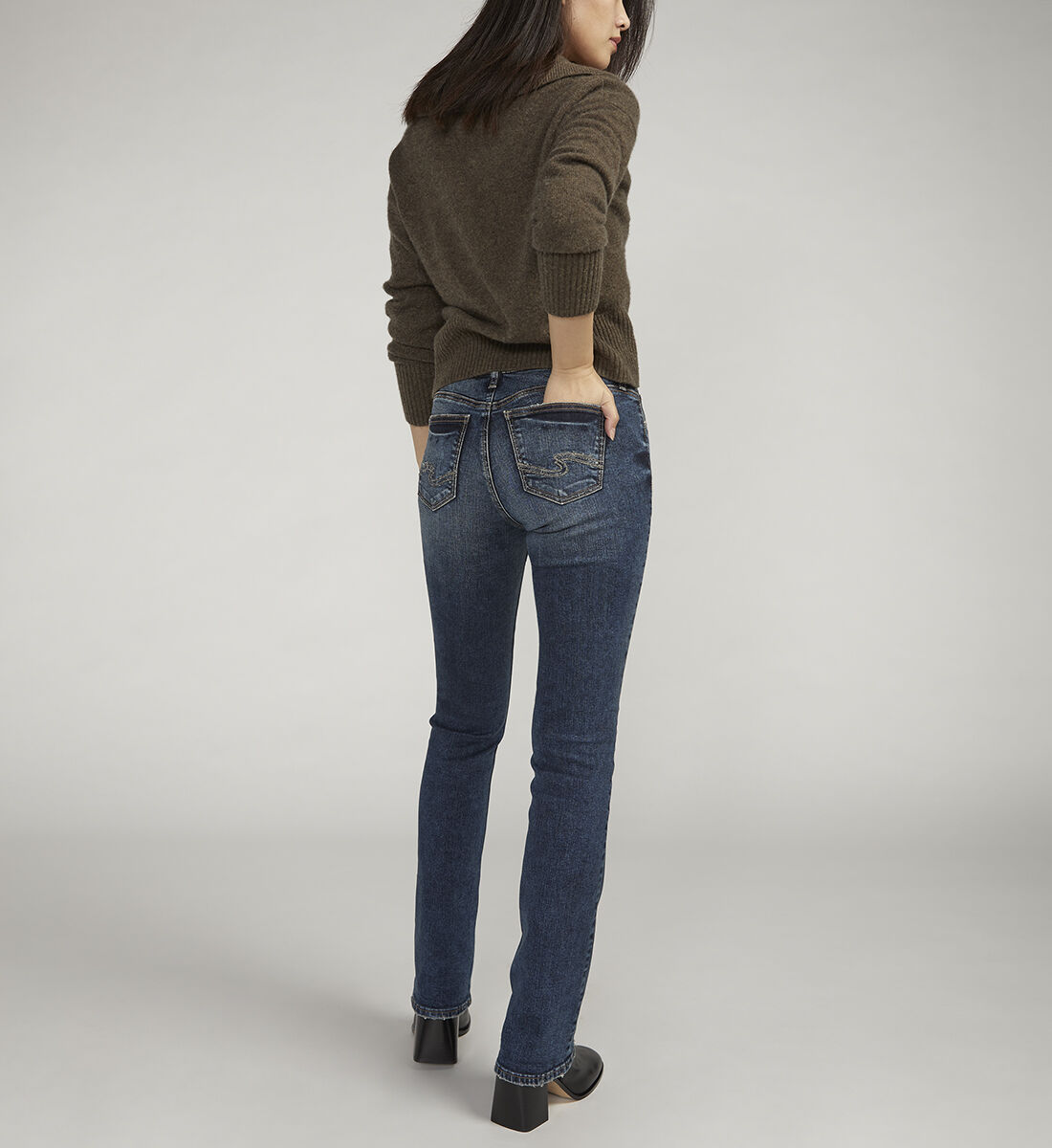 Buy Elyse Mid Rise Slim Bootcut Jeans for CAD 108.00 Silver