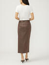 Coated Front-Slit Midi Skirt image number 1