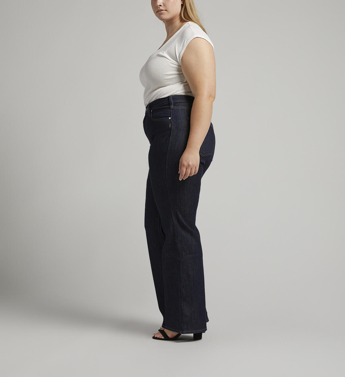Highly Desirable High Rise Trouser Leg Jeans Plus Size, , hi-res image number 2