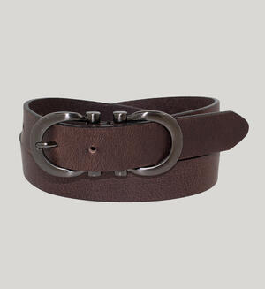 Buy Womens Heavyweight Genuine Leather Belt With Circle Center Bar