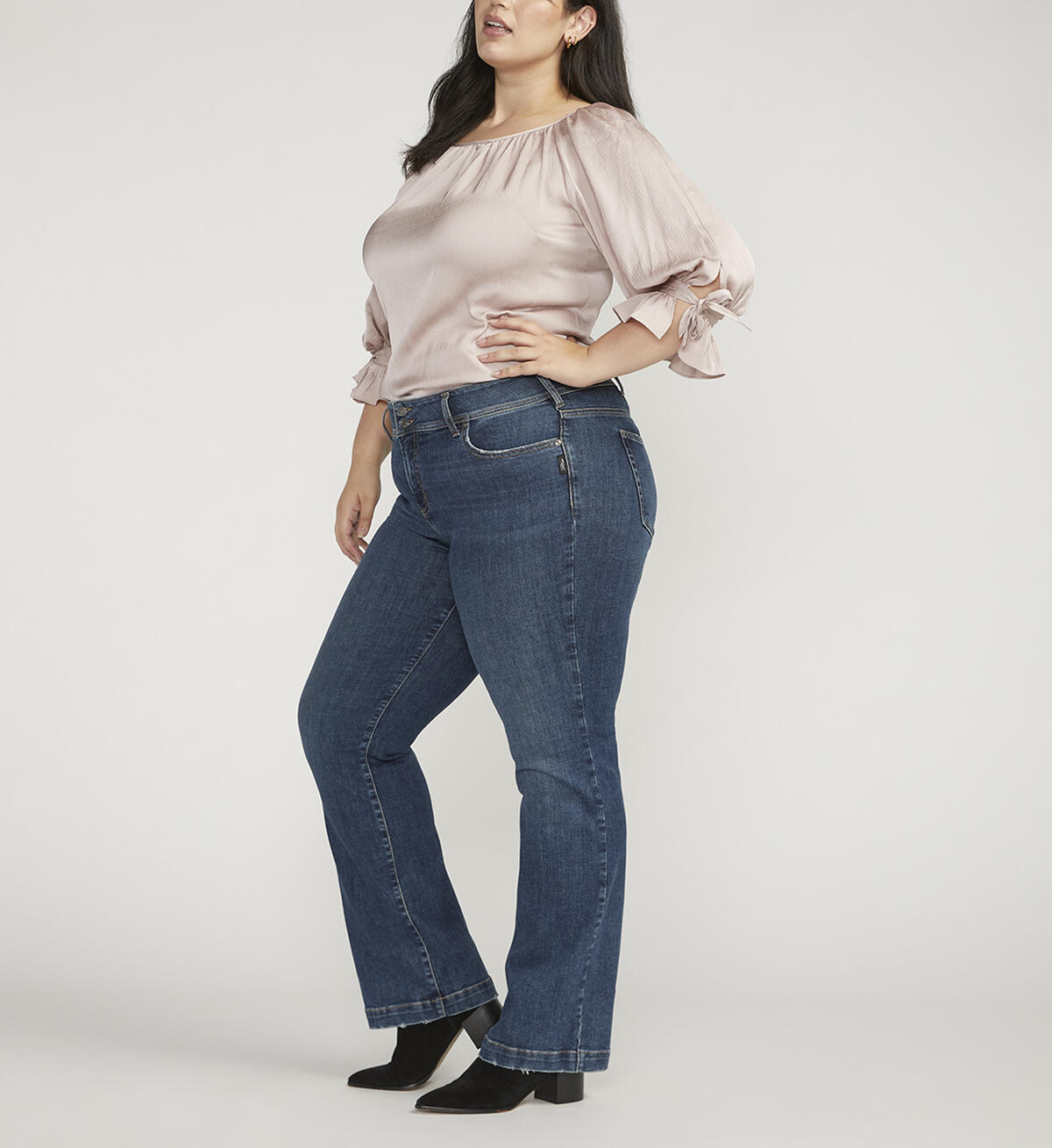 Suki Mid Rise Trouser Leg Jeans Plus Size, Indigo, hi-res image number 2