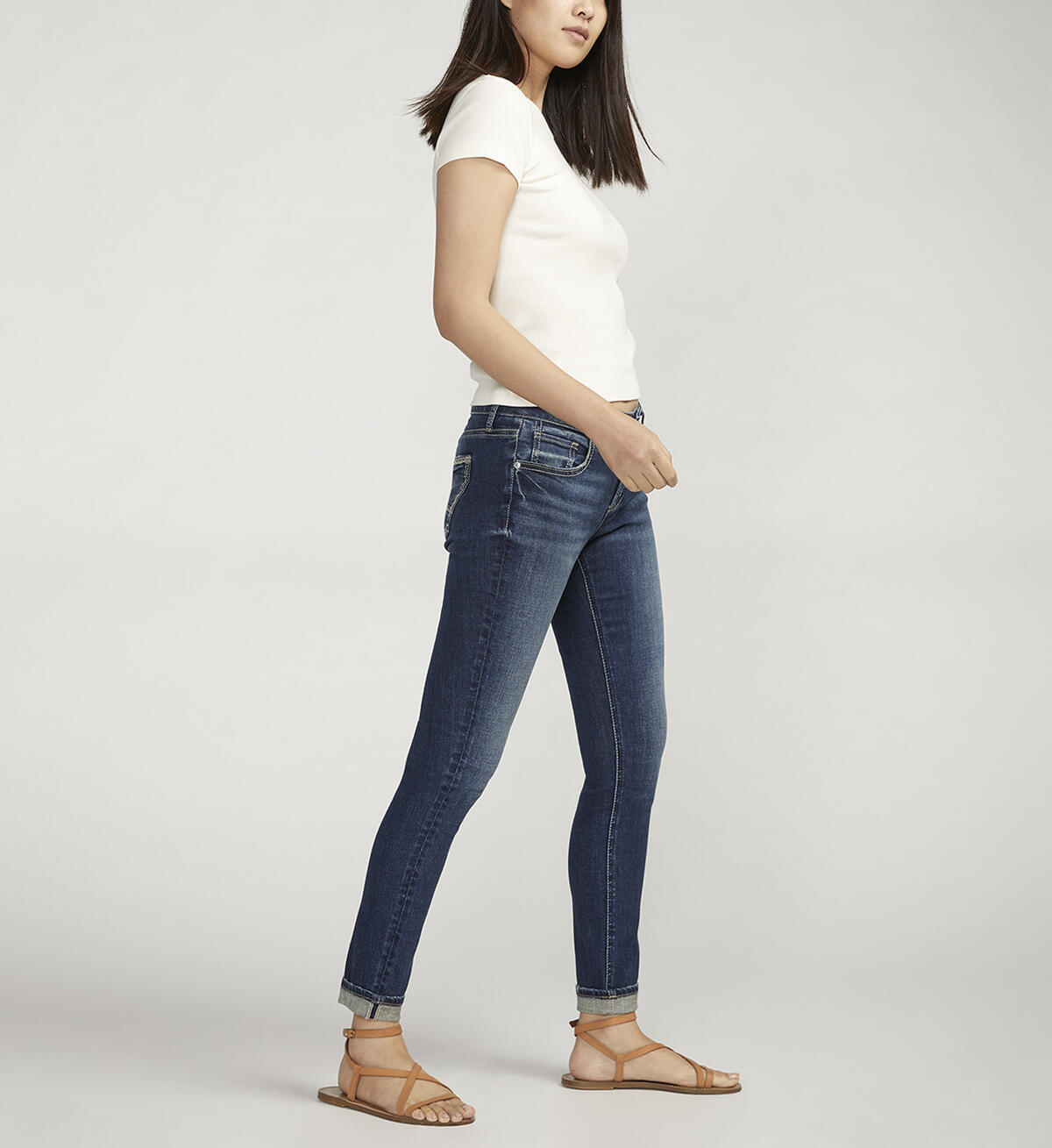 Girlfriend Mid Rise Slim Leg Jeans, , hi-res image number 2