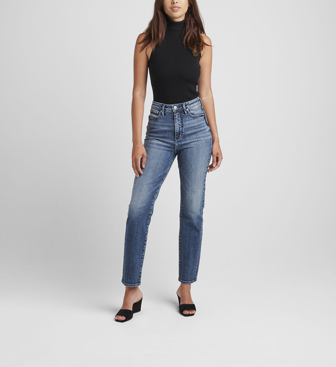 High rise straight leg jeans outlet