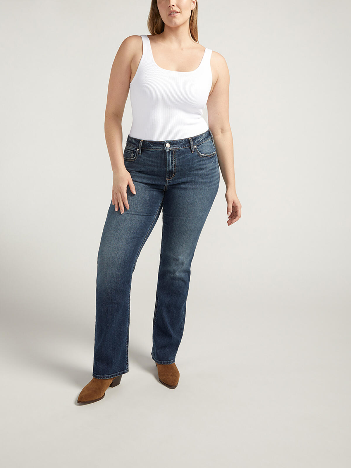 Elyse Mid Rise Slim Bootcut Jeans Plus Size image number 0