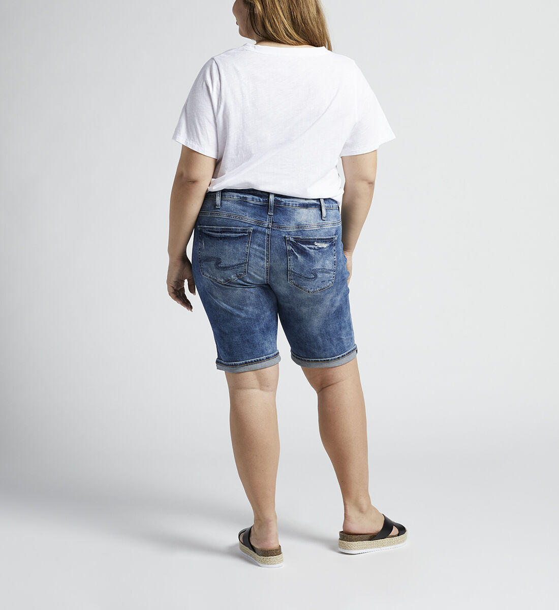 Plus size shop denim bermuda shorts
