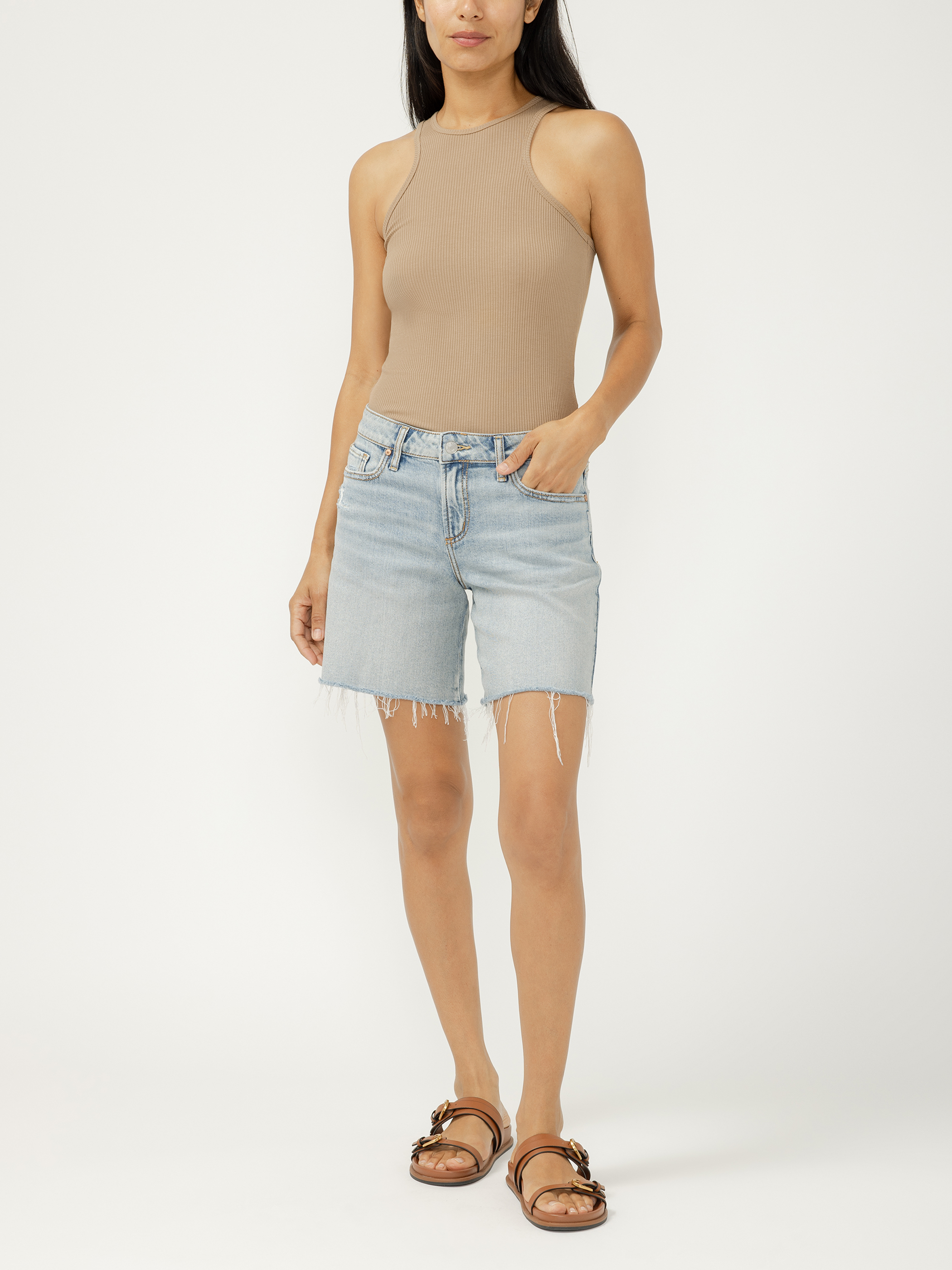 Buy Suki Mid Rise Long Shorts for CAD 78.00 | Silver Jeans